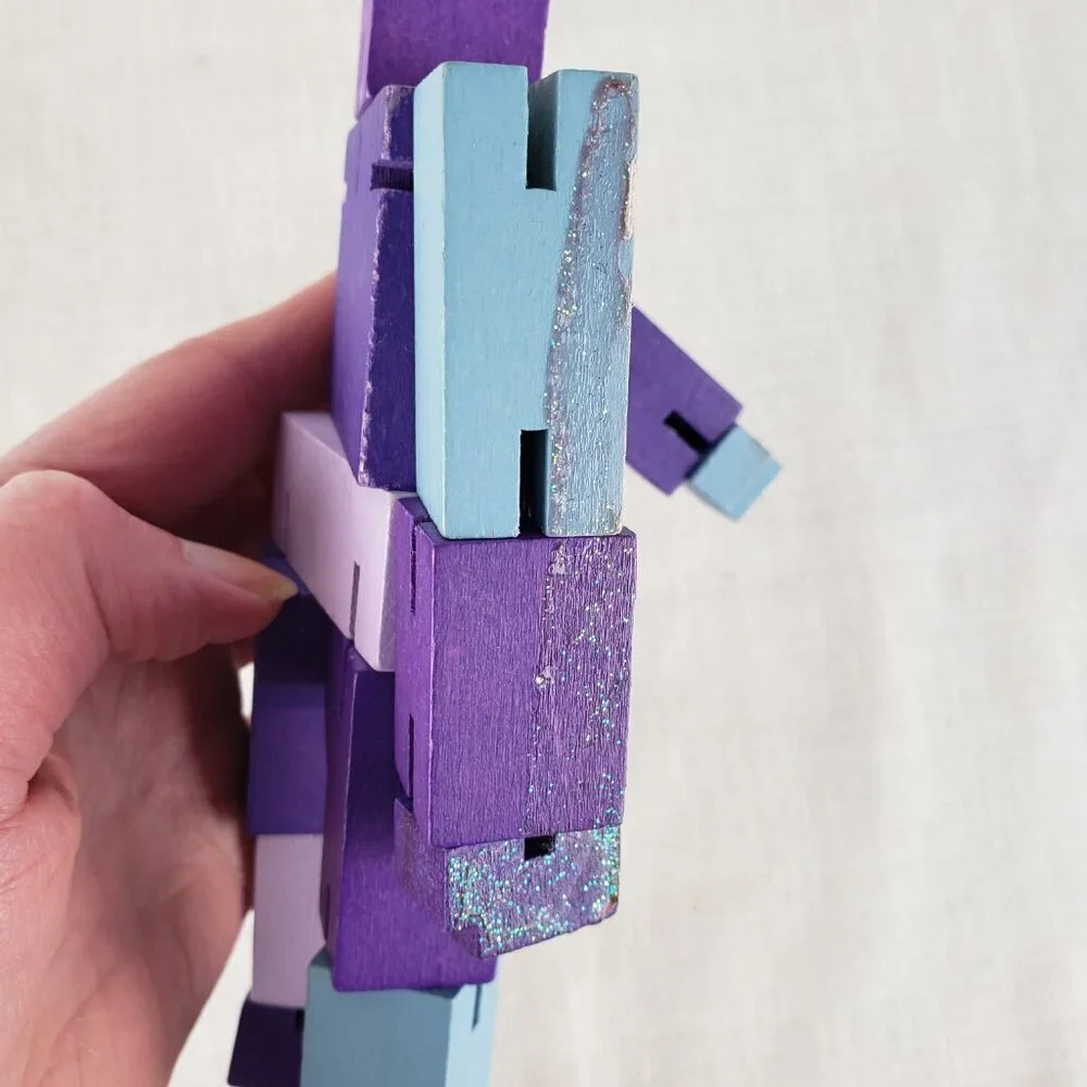Cubebot Areaware David Weeks Studio Wooden Cube Robot Brainteaser Puzzle Purple